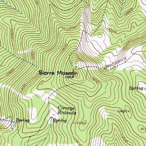Topographic Map of Sierra Mosca, NM