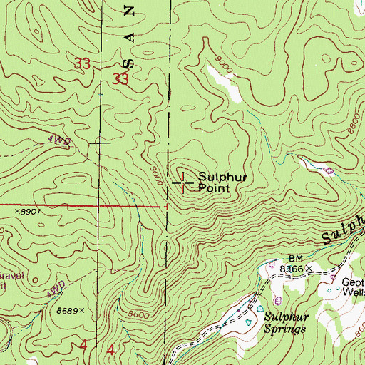 Topographic Map of Sulphur Point, NM