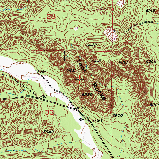 Topographic Map of Tent Rocks, NM