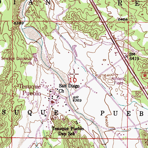 Topographic Map of Tesuque Pueblo Grant, NM