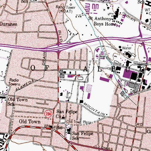 Topographic Map of Town of Albuquerque Grant, NM