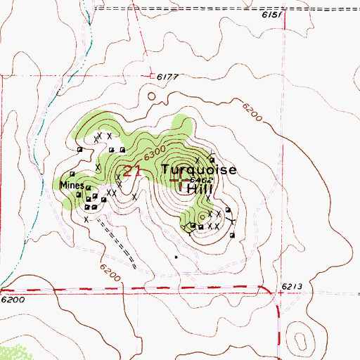Topographic Map of Turquoise Hill, NM