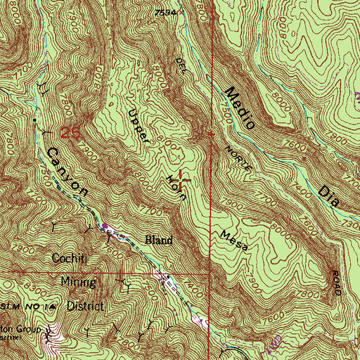 Topographic Map of Upper Horn Mesa, NM