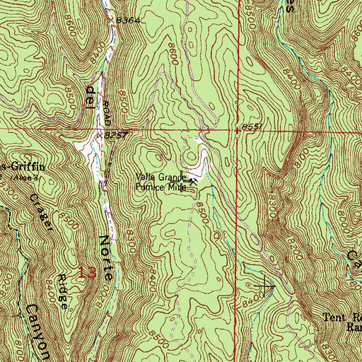 Topographic Map of Valle Grande Pumice Mine, NM