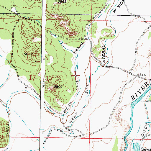 Topographic Map of West Side Canal, NM