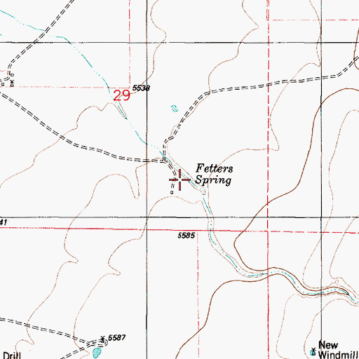 Topographic Map of Fetters Spring, NM