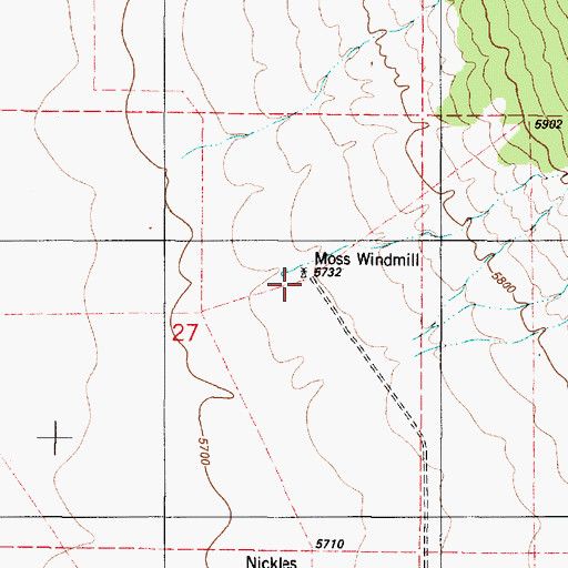 Topographic Map of Moss Windmill, NM