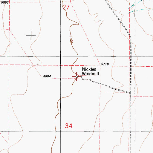 Topographic Map of Nickles Windmill, NM
