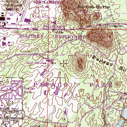 Topographic Map of Papago State Park, AZ
