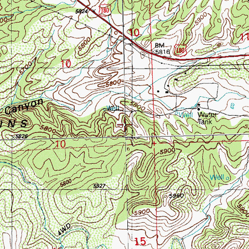 Topographic Map of Franks 5 Water Well, NM