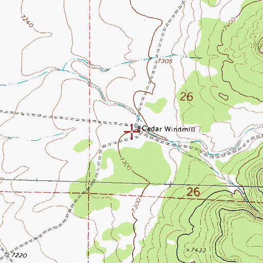 Topographic Map of Cedar Windmill Water Well, NM