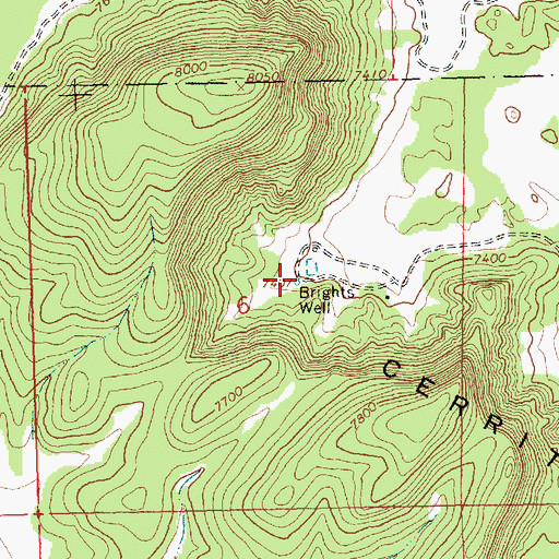 Topographic Map of Brights Water Well, NM