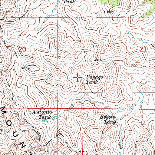 Topographic Map of Papago Tank, AZ