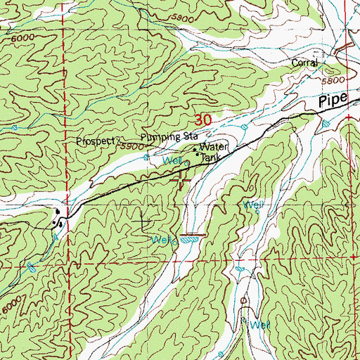 Topographic Map of 10032 Water Well, NM