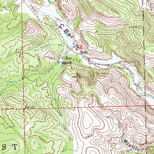 Topographic Map of C Bar Water Well, NM