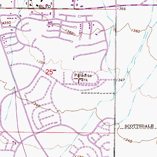 Topographic Map of Paradise Park, AZ