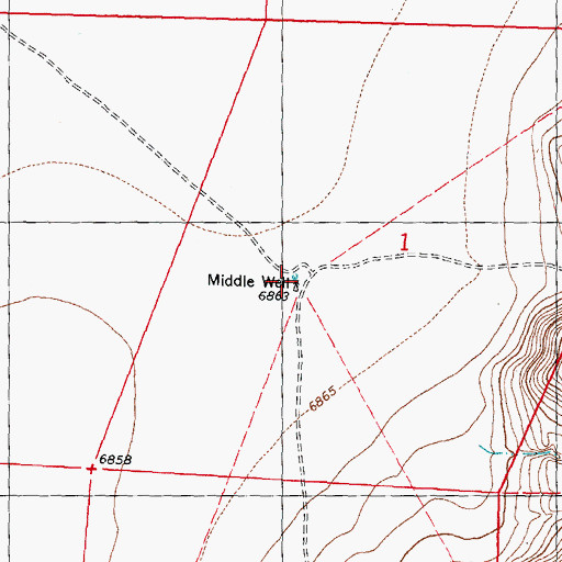 Topographic Map of Middle Water Well, NM