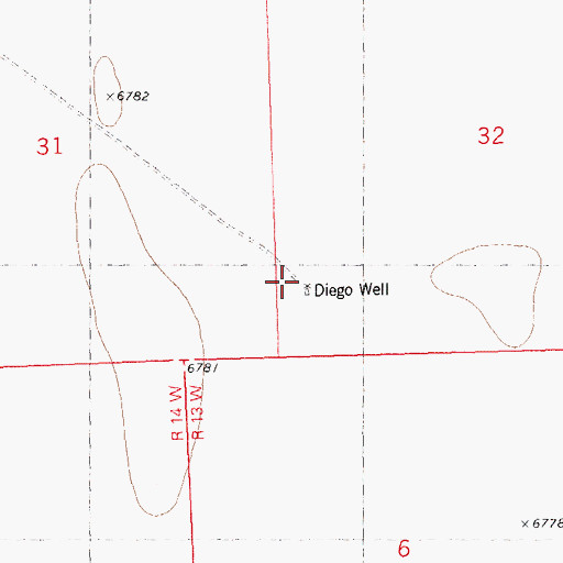 Topographic Map of Diego Water Well, NM