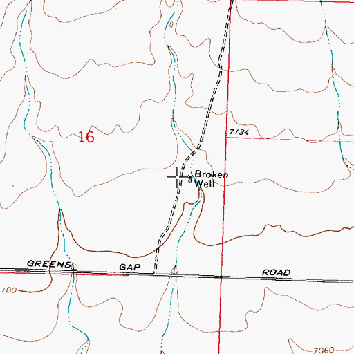 Topographic Map of Broken Well, NM