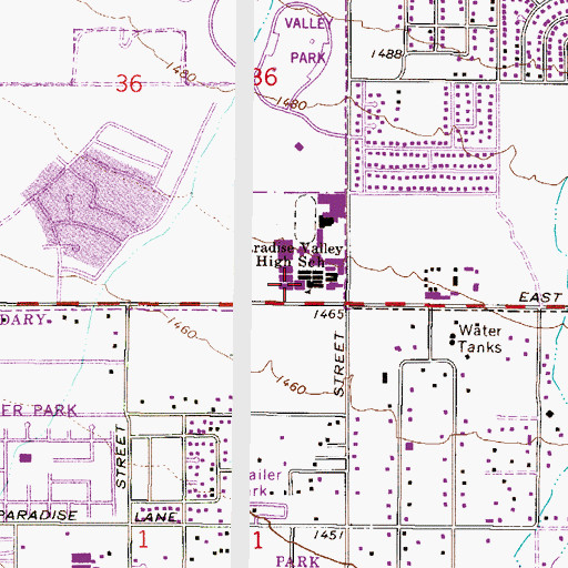 Topographic Map of Paradise Valley High School, AZ