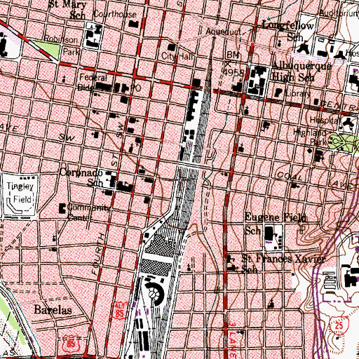 Topographic Map of Saint Johns Episcopal Cathedral, NM