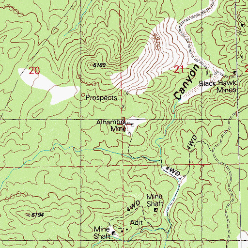 Topographic Map of Alhambra (historical), NM