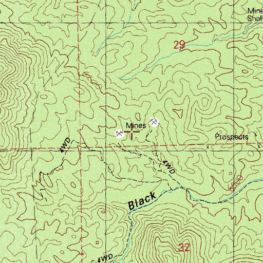 Topographic Map of Black Hawk (historical), NM