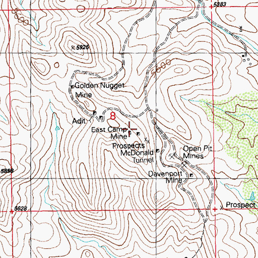 Topographic Map of East Camp (historical), NM