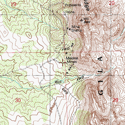 Topographic Map of Malone (historical), NM