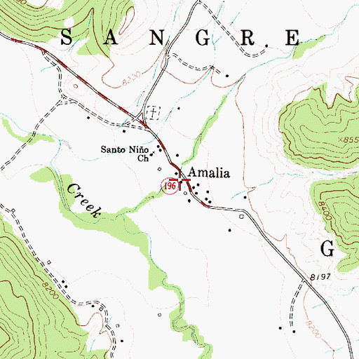 Topographic Map of Amalia, NM