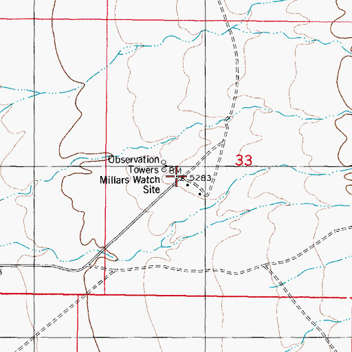 Topographic Map of Millars Watch Site, NM