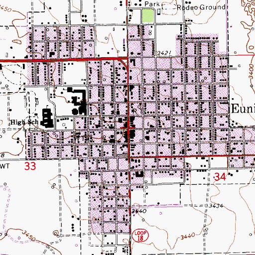 Topographic Map of Highland Baptist Church, NM