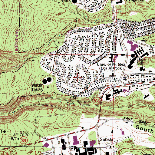 Topographic Map of Messiah Evangelical Lutheran Church, NM