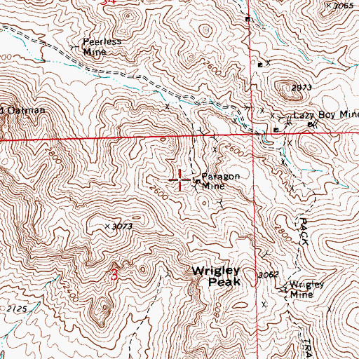 Topographic Map of Paragon Mine, AZ
