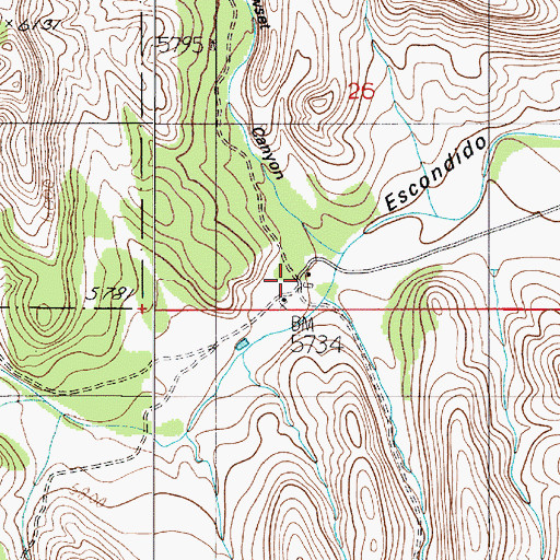 Topographic Map of Escondido (historical), NM