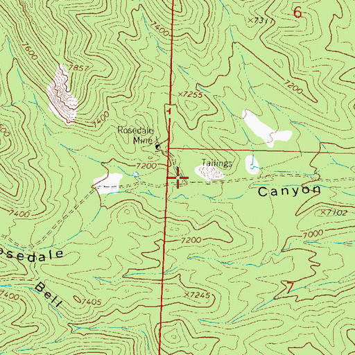 Topographic Map of Rosedale (historical), NM