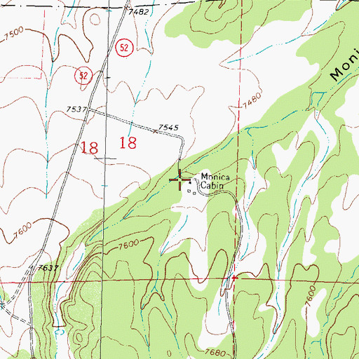 Topographic Map of Monica (historical), NM