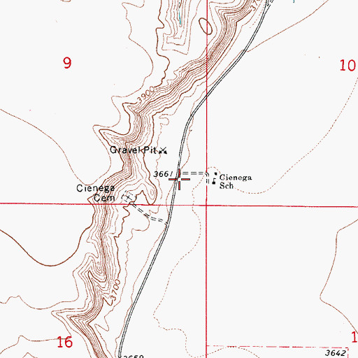 Topographic Map of Cienega (historical), NM