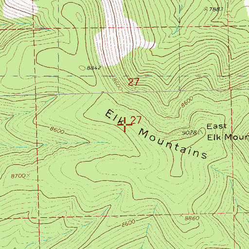 Topographic Map of Elk Mountains, NM