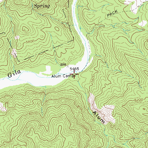 Topographic Map of Alum Camp, NM