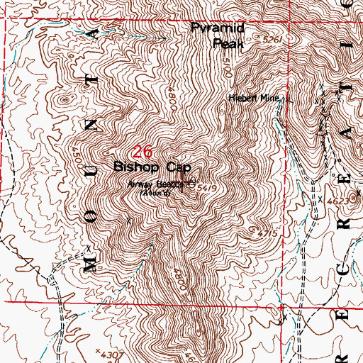 Topographic Map of Bishop Cap, NM