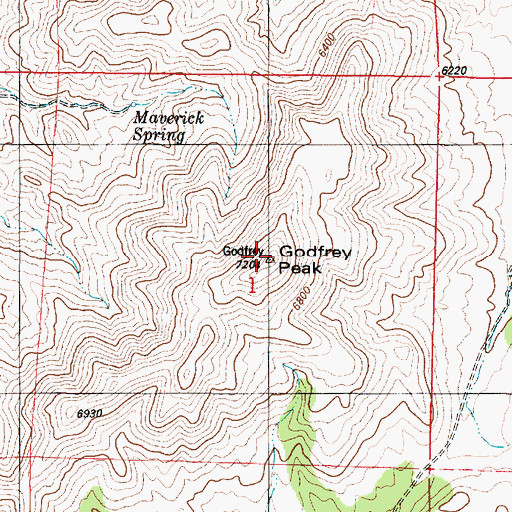 Topographic Map of Godfrey Hills, NM