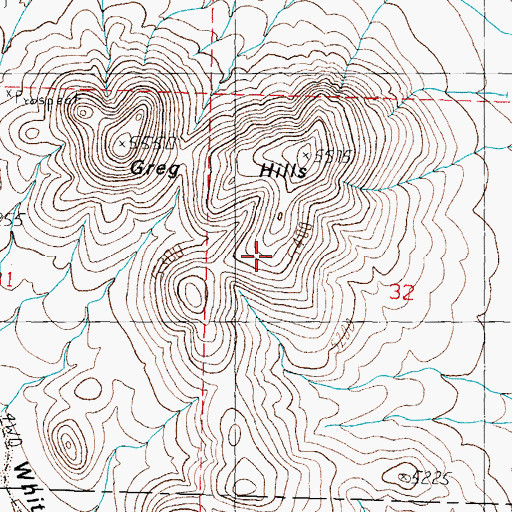 Topographic Map of Greg Hills, NM