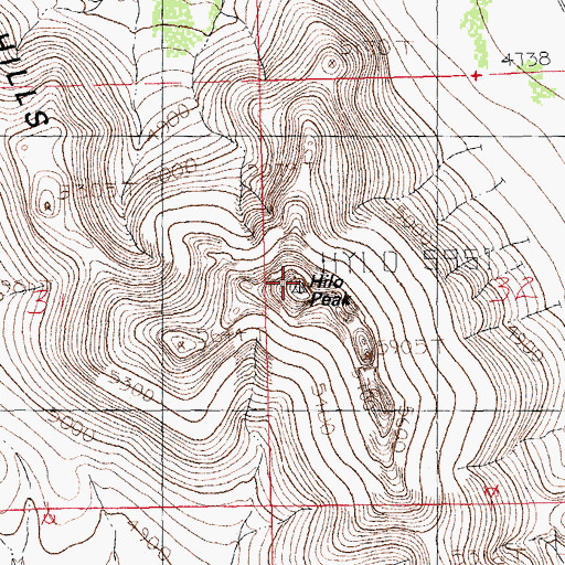 Topographic Map of Hilo Peak, NM