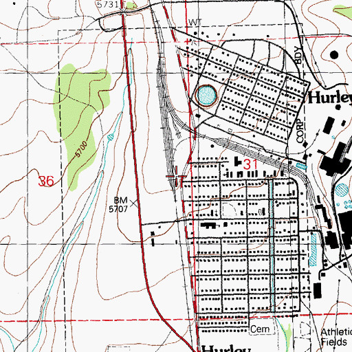 Topographic Map of Hurley, NM