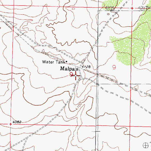 Topographic Map of Malpais, NM