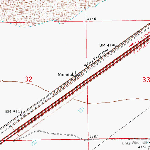 Topographic Map of Mondel, NM