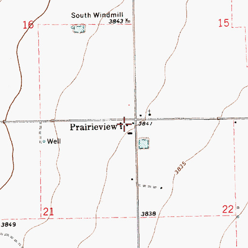Topographic Map of Prairieview, NM
