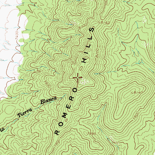 Topographic Map of Romero Hills, NM