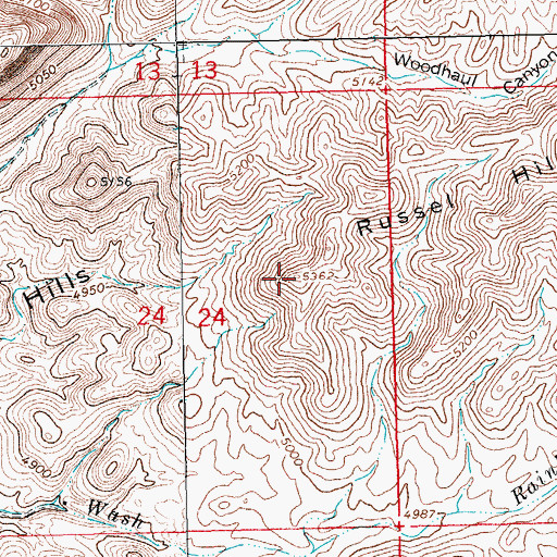 Topographic Map of Russel Hills, NM